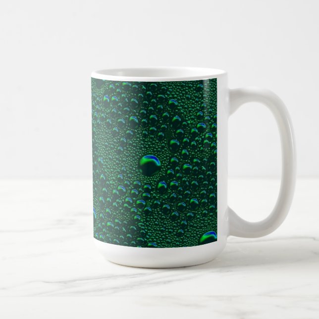 Mug Gouttes d'eau sur métal vert (Droite)