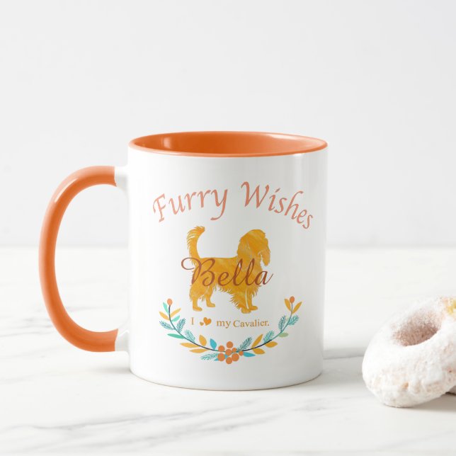Mug Graceful Pastel Orange Cavalier | Custom Christmas (Avec donut)