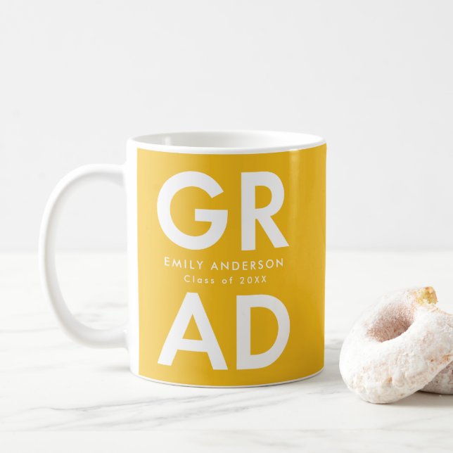 Mug Grad Grad Yellow Photo Grad Grad (Avec donut)