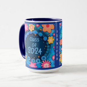 Mug Graduate Fun Nom Floral Année Fille Inspirivée