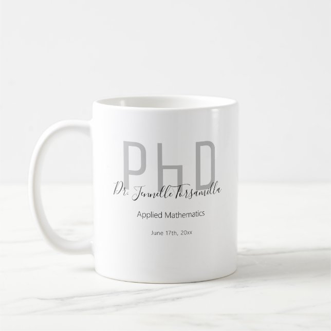 Mug Graduate Grey Noir Nom PhD (Gauche)