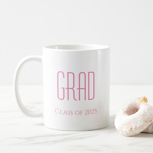Mug Graduation Cute Pink Typography Classe de 2025 (Avec donut)