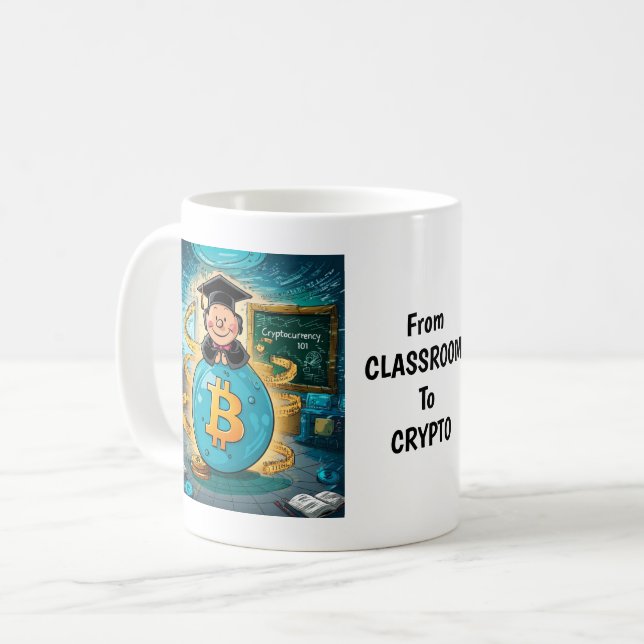 Mug Graduation de crypto-monnaie personnalisée (Devant gauche)