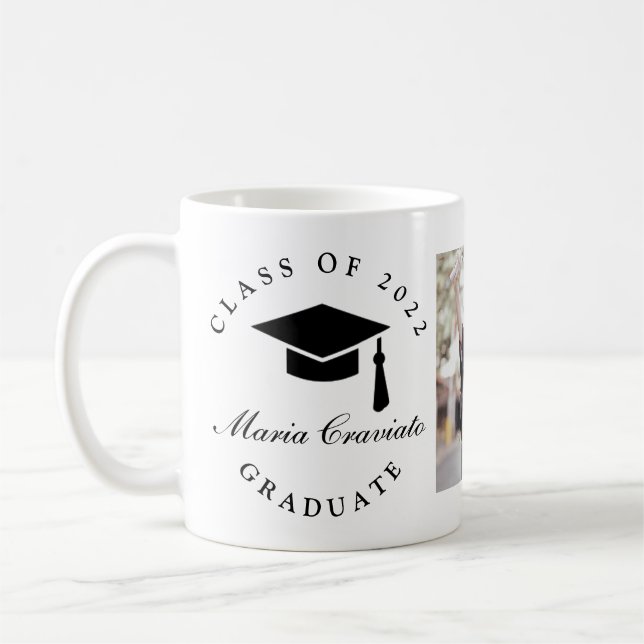 Mug Graduation de script classique avec image (Gauche)
