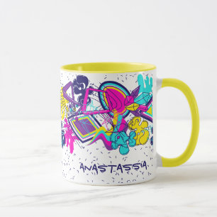 Mug Graffiti motif coloré abstrait avec votre NOM