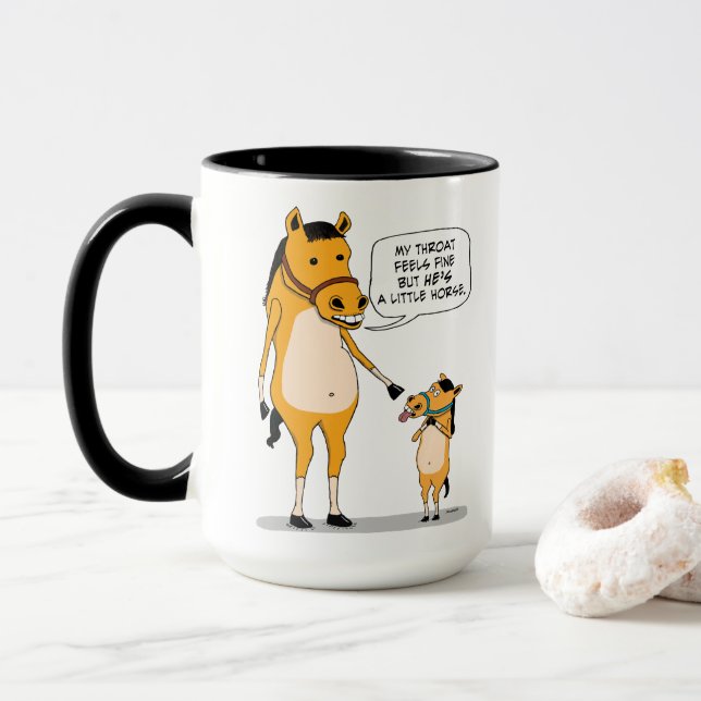 Mug Grand cheval drôle et mignon et petit cheval (Avec donut)