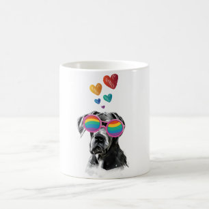 Mug Grand chien Danse avec Coeurs Saint-Valentin