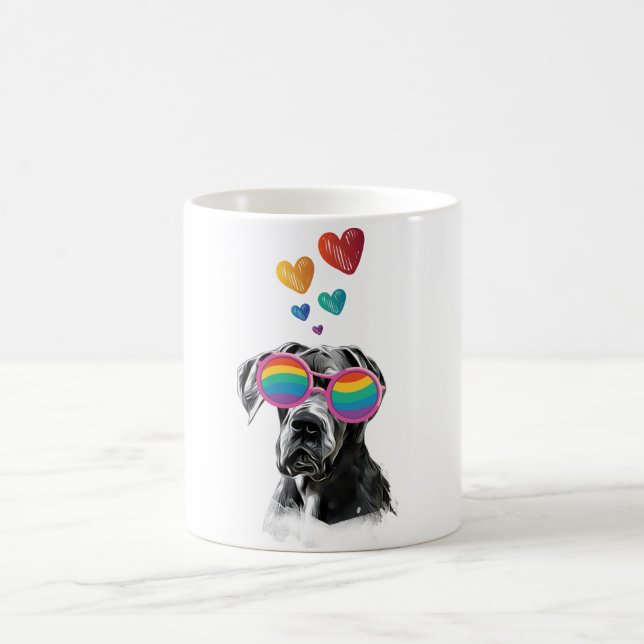Mug Grand chien Danse avec Coeurs Saint-Valentin (Centre)