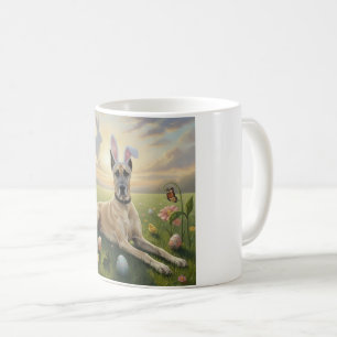 Mug Grand Danois portant des oreilles de lapin Pâques 
