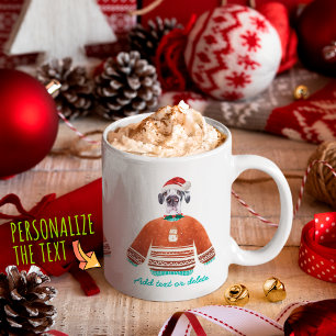 Mug Grand Danois portant un pull moche Noël amateur de