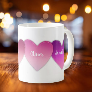 Mug Grand-enfants chaîne de noms personnalisés de coeu