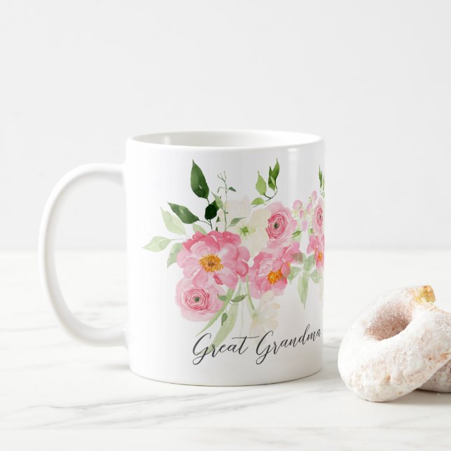 Mug Grand grand-mère florale du printemps (Avec donut)