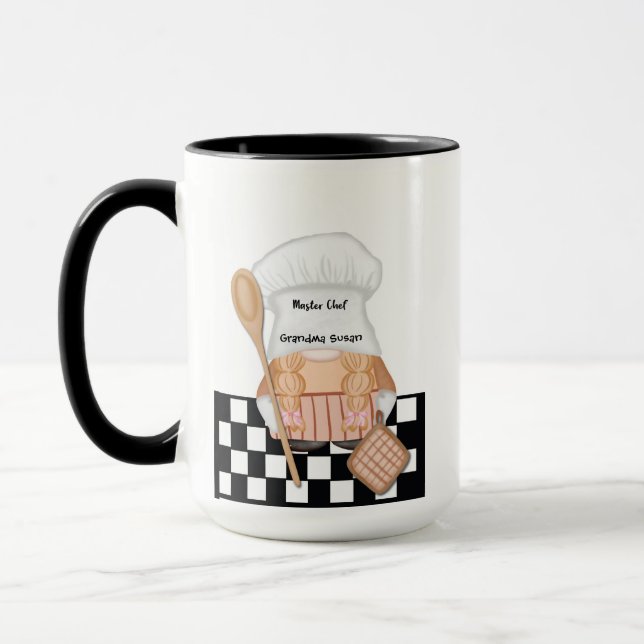 Mug Grand-mère Anniversaire Whimsical Gnome Chef Cuisi (Gauche)