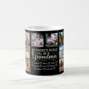 Mug Grand-mère avec des noms et 14 photos des petits-e