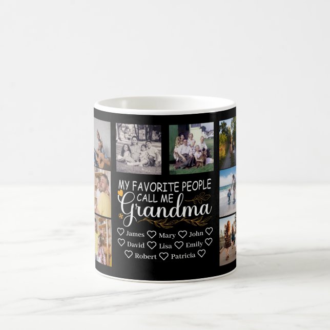 Mug Grand-mère avec des noms et 14 photos des petits-e (Centre)