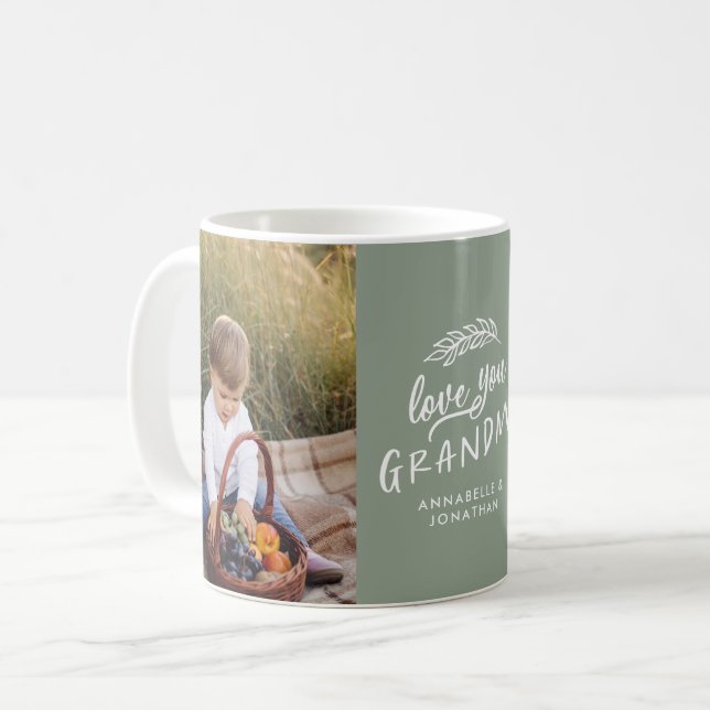 Mug Grand-mère cadeau photo petit-enfant simple typogr (Devant gauche)