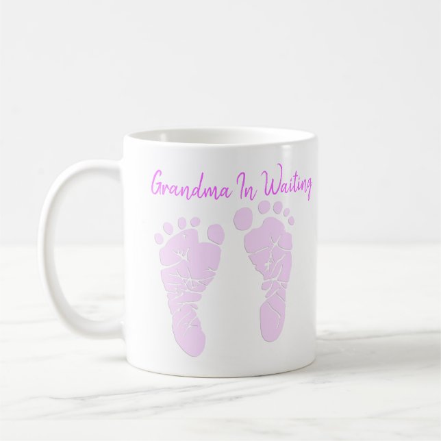 Mug Grand-mère dans l'attente rose bébé pieds Faire-pa (Gauche)