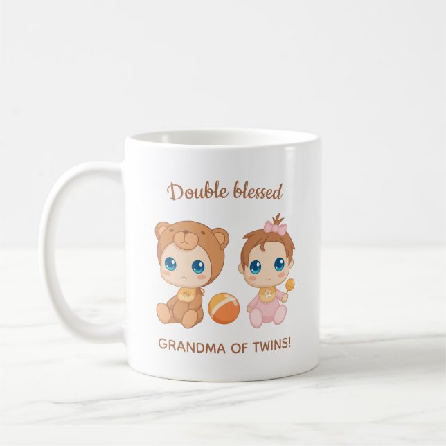 Mug Grand-mère de jumeaux bébé fille ours combinaison (Gauche)