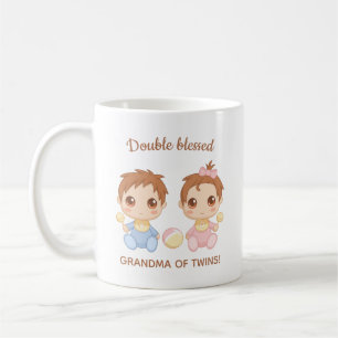 Mug Grand-mère de jumeaux bébé garçon et fille
