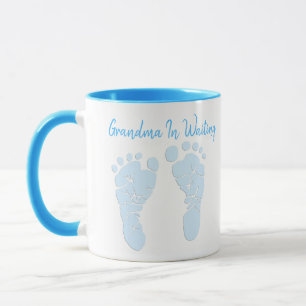 Mug Grand-mère en attente Bleu Pieds Faire-part bébé