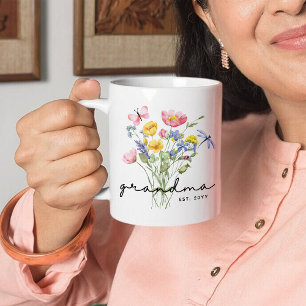 Mug Grand-mère Fleur sauvage Élégant minimaliste