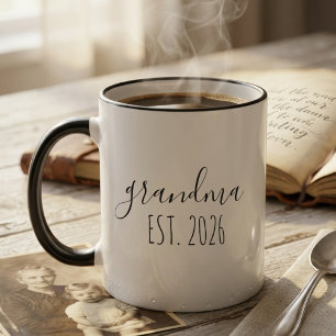 Mug Grand-mère minimaliste Année d'estimation Design d