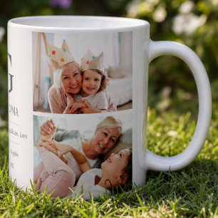 Mug Grand-mère Multi Photo Grand-mère Typographie Mign