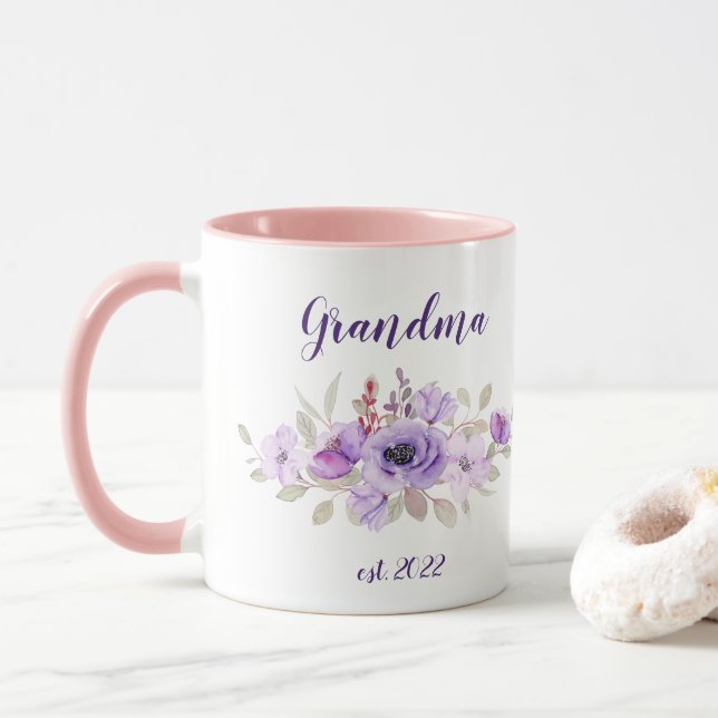 Mug Grand-mère PERSONNALISABLE Date - Première Grand-m (Avec donut)