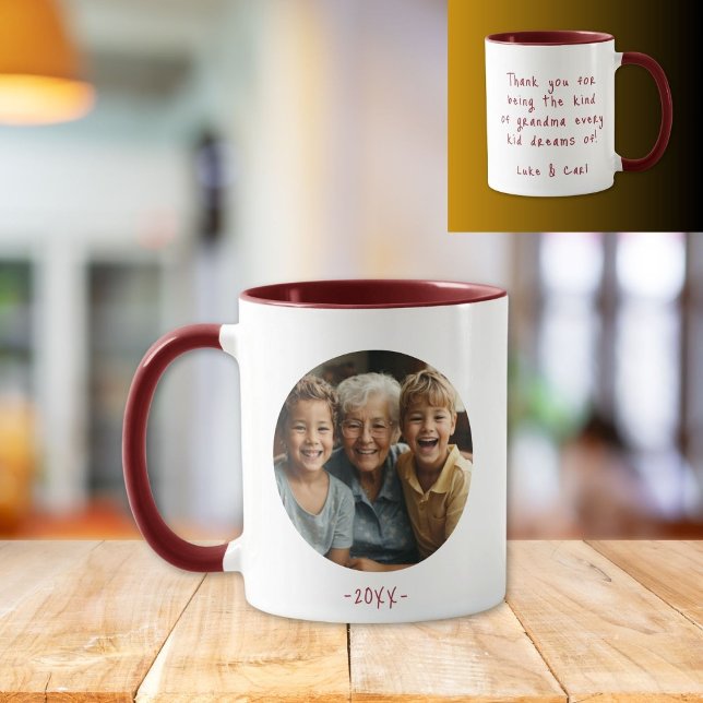 Mug Grand-mère Petits-enfants Message photo Café (Créateur téléchargé)