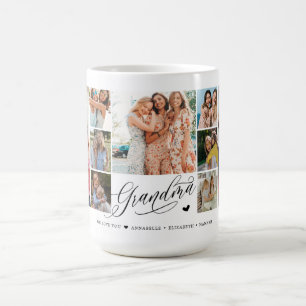 Mug Grand-mère We Love You Photo Collage Typographie