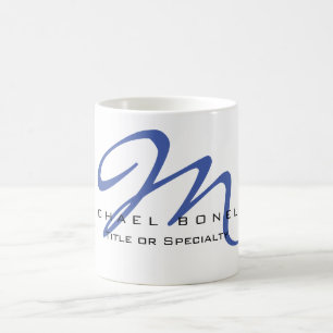 Mug Grand Monogramme Blue Calligraphie Votre Nom Micha