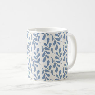 Mug Grand motif botanique feuille bleu côtier