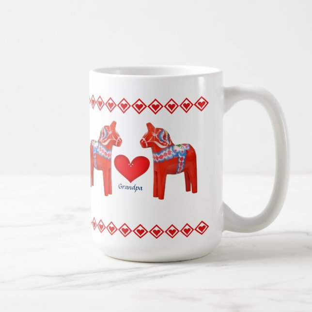 Mug Grand-papa de coeurs de cheval de Dala de Suédois (Droite)