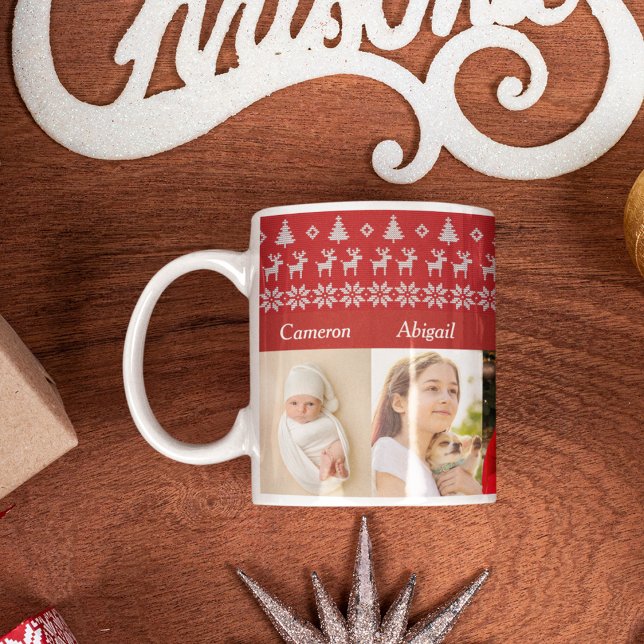 Mug Grand-parents 6 petits-enfants Photo Noël rouge (Créateur téléchargé)