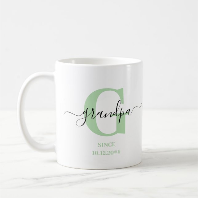 Mug Grand-père Élégant Monogramme de script (Gauche)