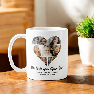 Mug Grand-père We Love you Hearts Modern Photo Collage