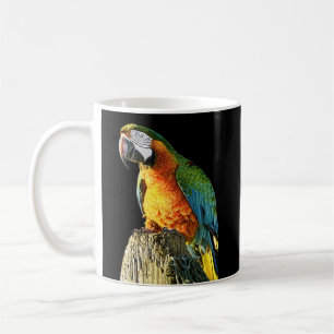 Mug Grand perroquet orange et turquoise sur un tronço