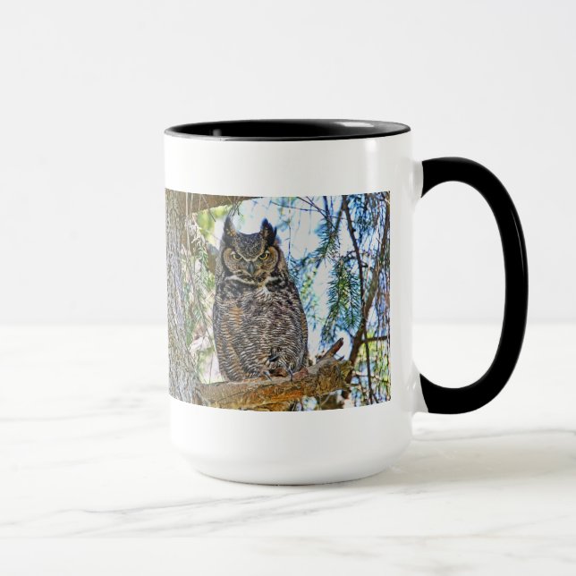Mug Grand regarder de hibou à cornes (Droite)
