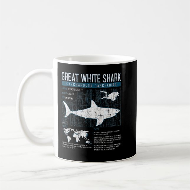 Mug Grand requin blanc Science requins Faits Graphe Ge (Gauche)