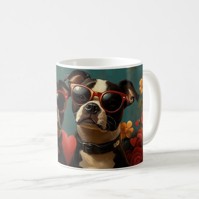 Mug Grand Suisse avec coeur Roses Saint Valentin (Devant droit)