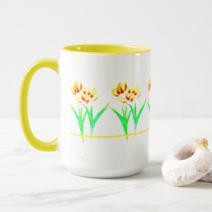 Mug Grand Tasse Avec Texte Tulipes Jaunes