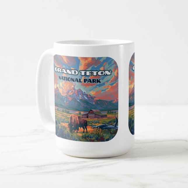 Mug Grand Teton National Park Mountains Bison Wyoming (Devant gauche)