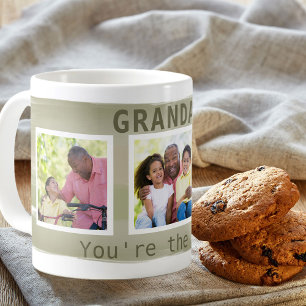Mug Grandad You are the Best - 3 Photo Khaki Stripe