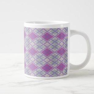 MUG GRANDE BLANC EN MAILLE ARGYLE LILAS