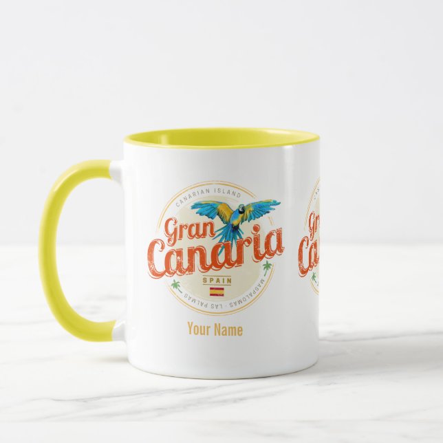 Mug Grande Canarie Parrot Canaries Espagne Vintage (Gauche)
