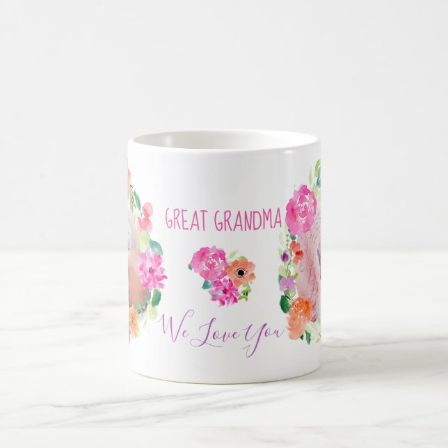 Mug Grande grand-mère Nous t'aimons Floral Wreath Phot (Centre)