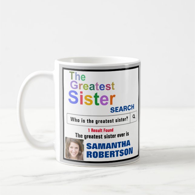 Mug Grande Soeur Recherche jamais (Gauche)