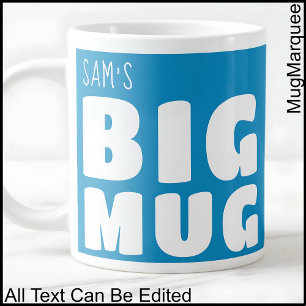 Mug Grande Taille Nom Personnalisé Bleu Moyen & Bl