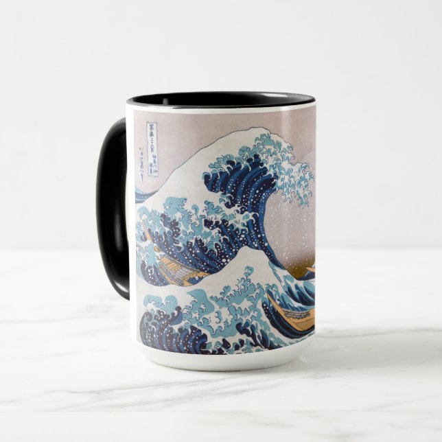 Mug Grande vague du tsunami Kanagawa Japon par Hokusai (Devant gauche)