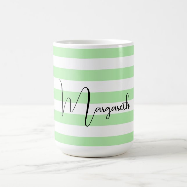 Mug Grandes bandes vertes Pastel personnalisées (Centre)